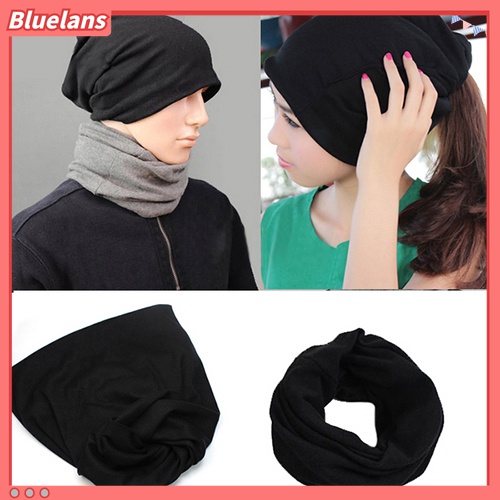 Bluelans Topi Beanie Scarf Rajut Hangat Gaya Hip Hop Untuk Pria Dan Wanita