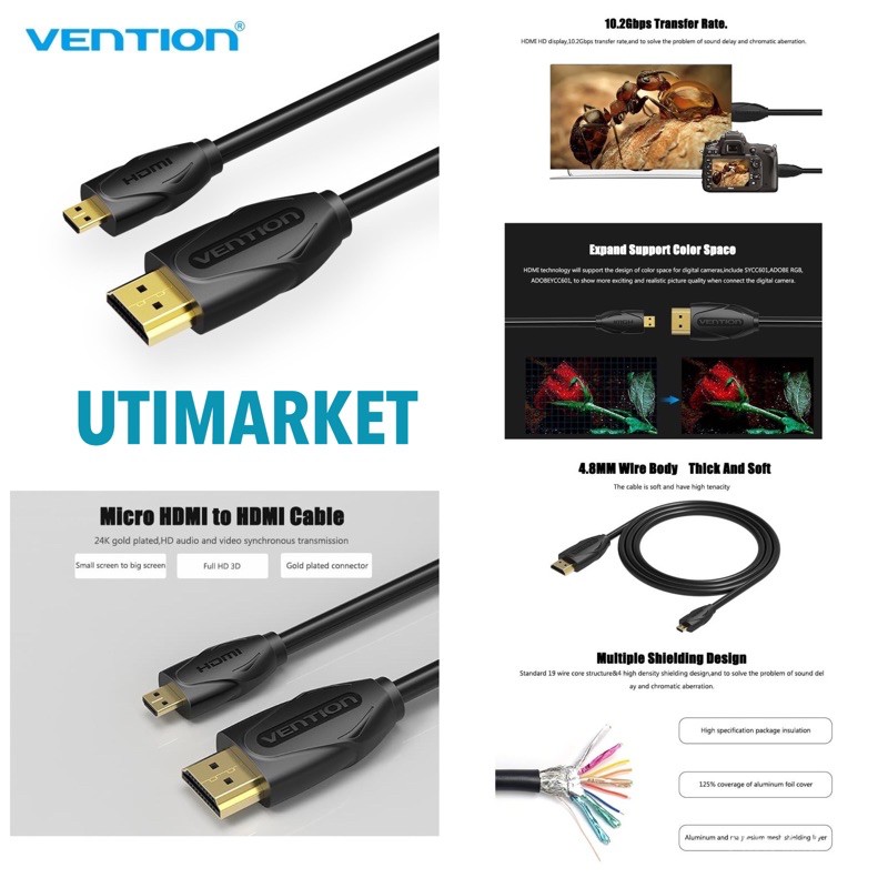 KABEL MICRO HDMI TO HDMI 3D 1080p Vention