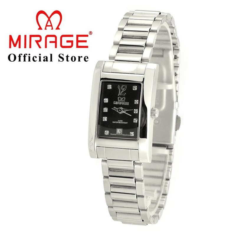 Miragewatch Official Store Jam Tangan Wanita Mirage Original silver Stainless Anti Karat 7063l JAM TANGAN WANITA PETAK PERSEGI TAHAN AIR WATER RESISTAN MIRAGE ORIGINAL RANTAI SILVER_JAM TANGAN CEWEK TERLARIS FREE BOX DAN BATRAI CADANGAN JAM TANGAN KOTAK