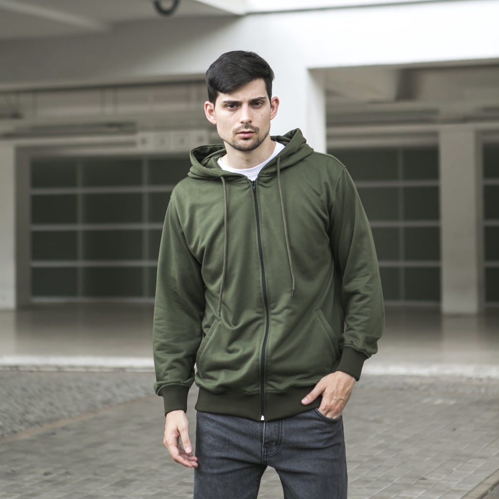 

LIVEHAF - Cezip Terry Jacket Green Army