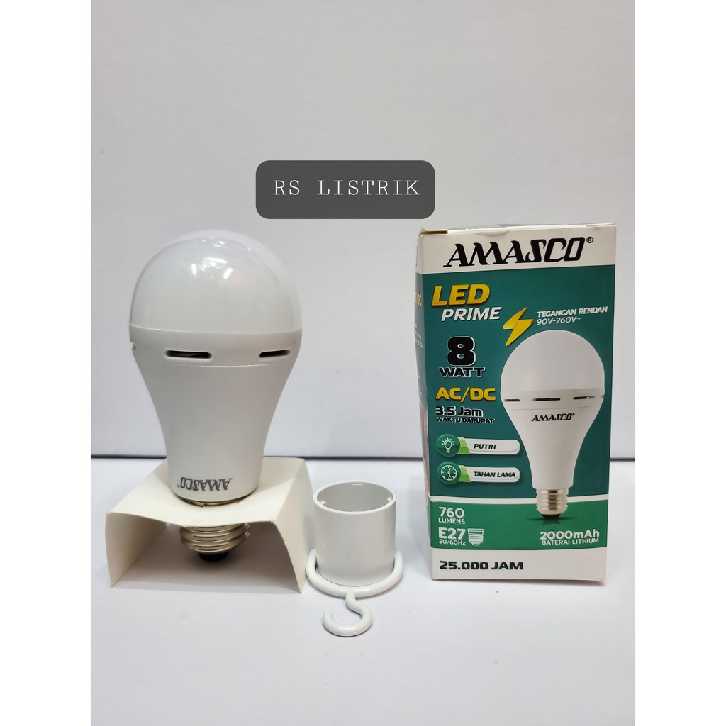 Lampu emergency led amasco prime 8w ac dc