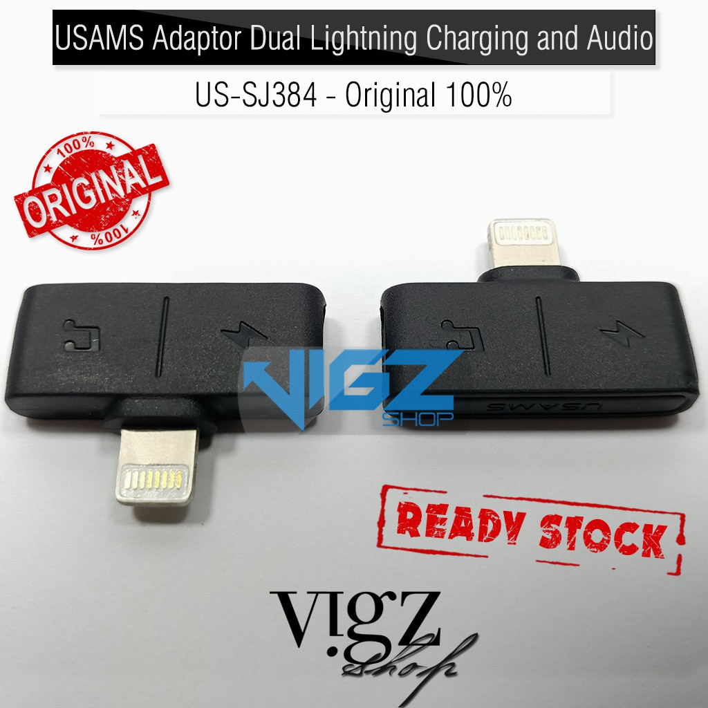 USAMS Adaptor Dual Lightning Charging and Audio US-SJ384 Original