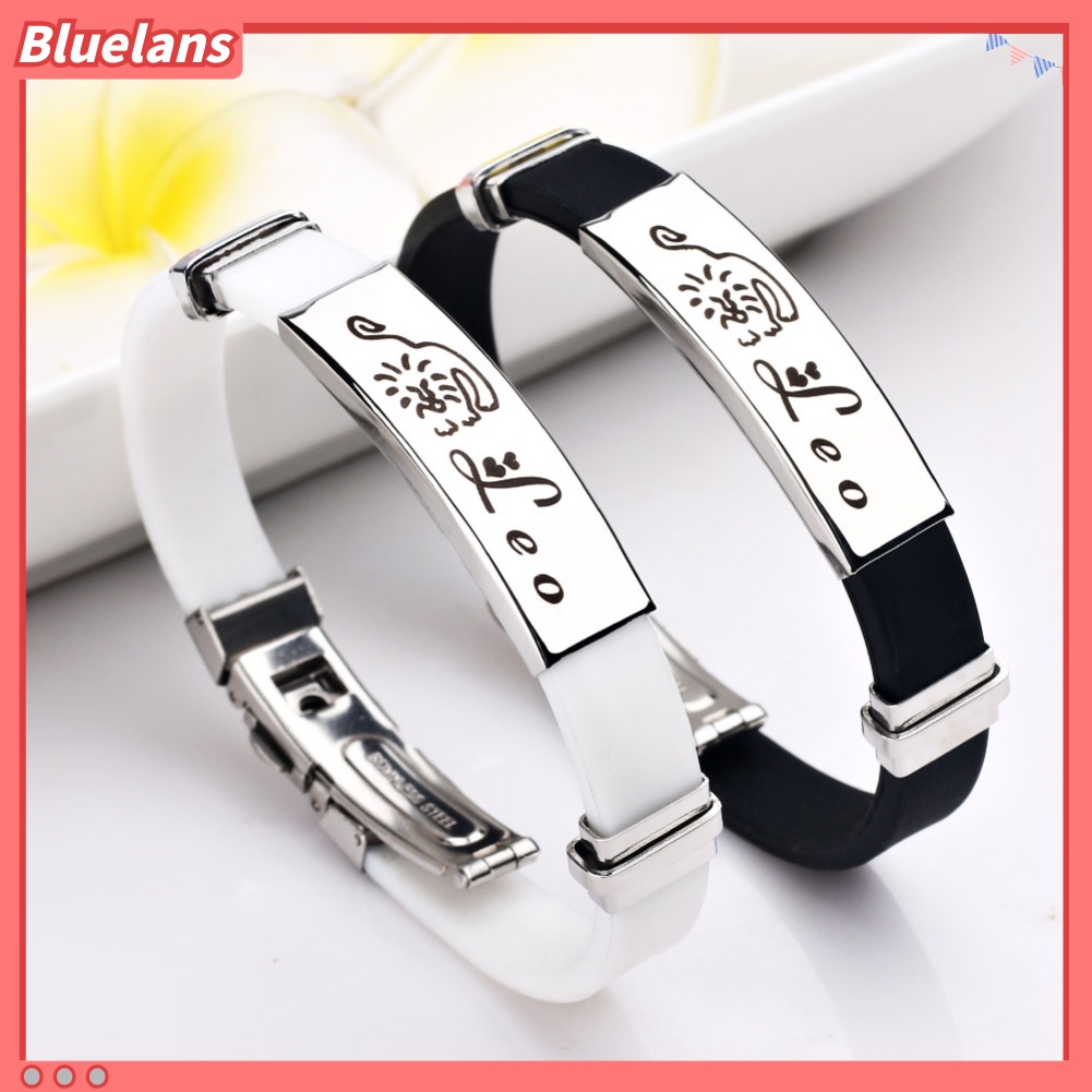 Bluelans Gelang Bangle Bahan Silikon Adjustable Desain 12 Rasi Bintang Untuk Unisex