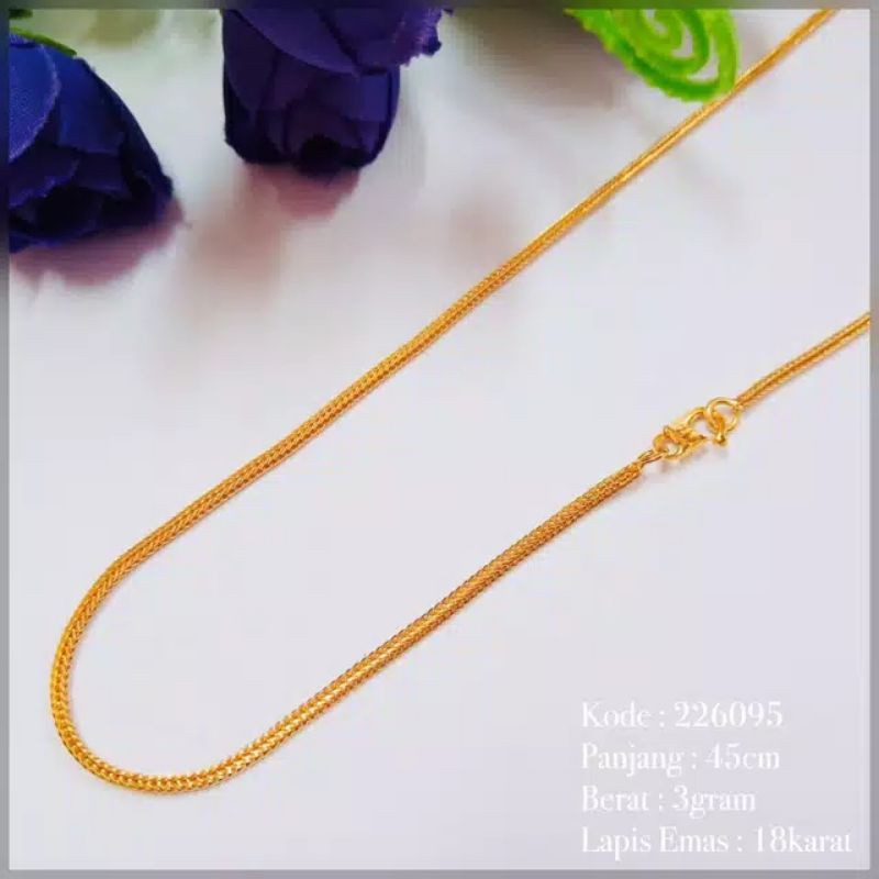 Kalung Rantai Belut Emas Perhiasan Lapis Emas Lucky Fashion Jewelry panjang 45cm