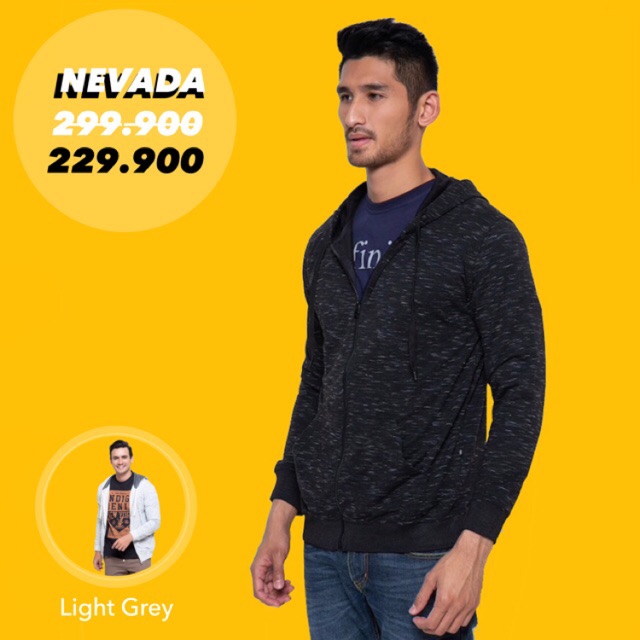 Jaket Nevada Hoodie Misty Textured - Hitam dan Light Grey