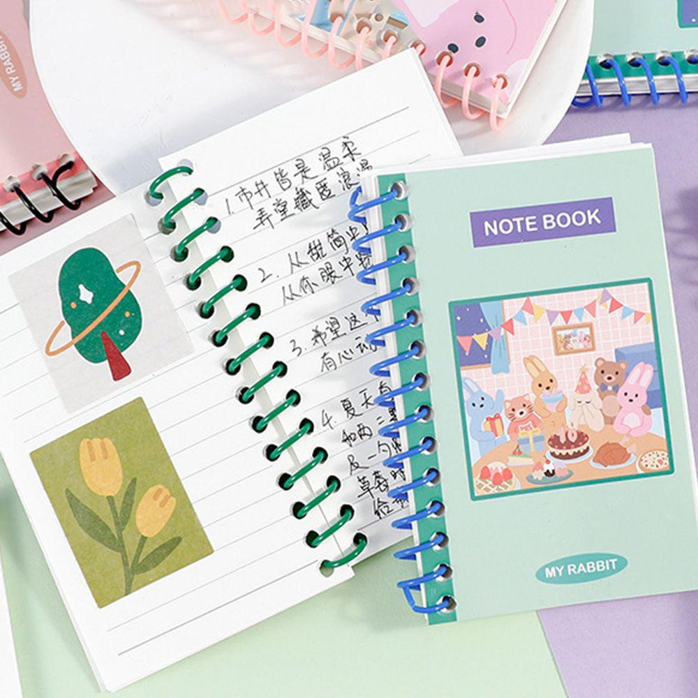 [Elegan] Mini Diary Notebook 80halaman Portable Korea Garis Horizontal Siswa Sekolah Alat Tulis Supply Anak Sketchbook Bunny Diary Book