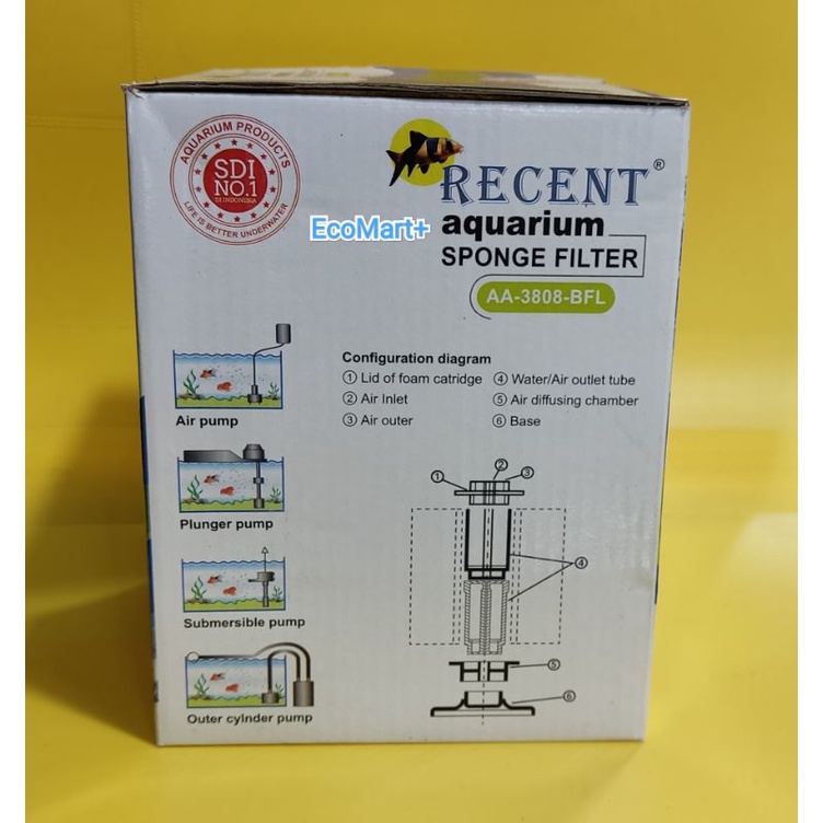 Filter Recent AA-3808-BFL Aquarium Sponge Filter Biosponge