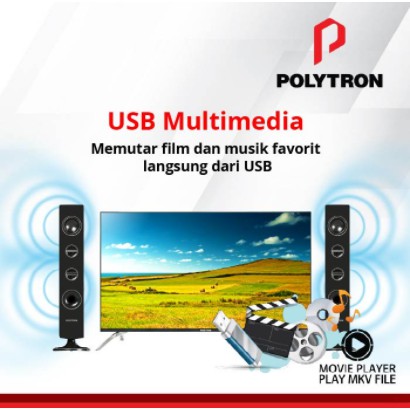 POLYTRON LED TV 40&quot; PLD 40T8950 CINEMAX USB Movies Frameless Tower Speaker