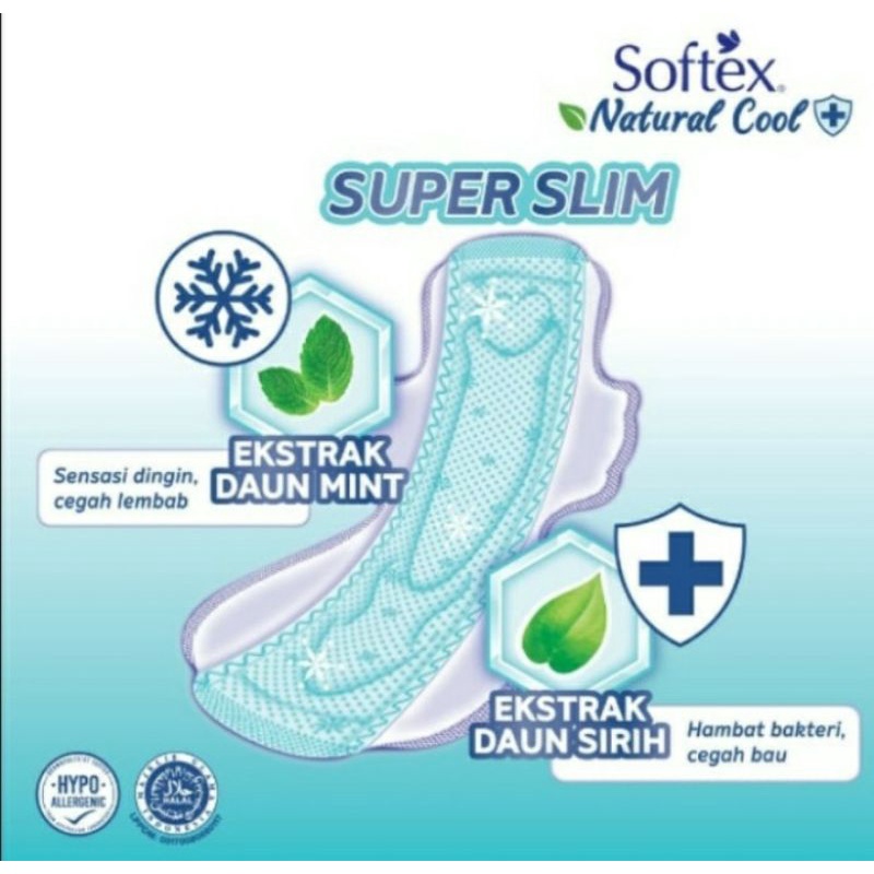 pembalut Softex Natural Cool &amp; Super Slim 36cm is 8pcs - wing