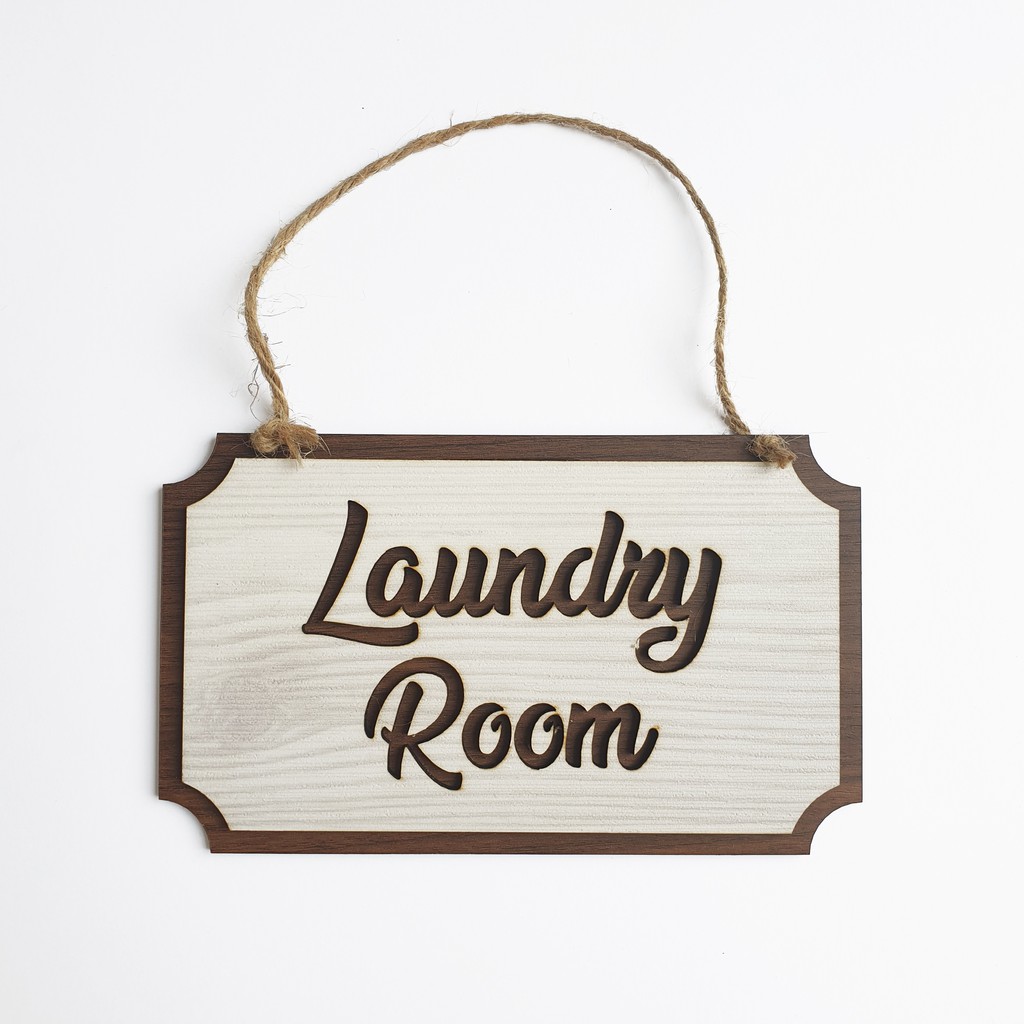 Gantungan Sign Kotak - LAUNDRY ROOM - Dekorasi Hiasan Dinding / Pintu