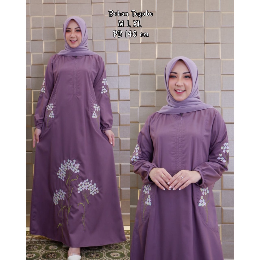 Gamis Toyobo Bordir ~ Gamis toyobo terbaru 2021 ~ Baju Gamis Wanita Dewasa Bahan Toyobo PREMIUM ~ CO