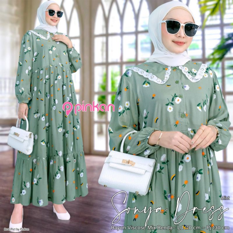 (COD BAYAR DITEMPAT) GAMIS WANITA SONYA DRESS ORIGINAL BY PINKAN