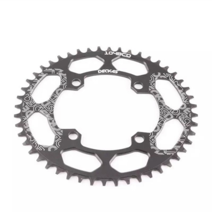 Chainring Deckas Oval 52T BCD 104 full CNC - Hitam