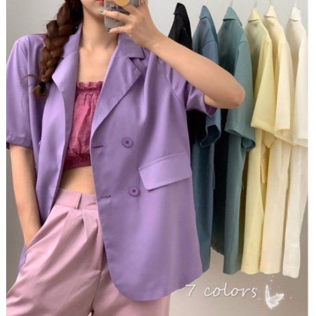 Blazer Korea Wanita Lengan Pendek Outerwear