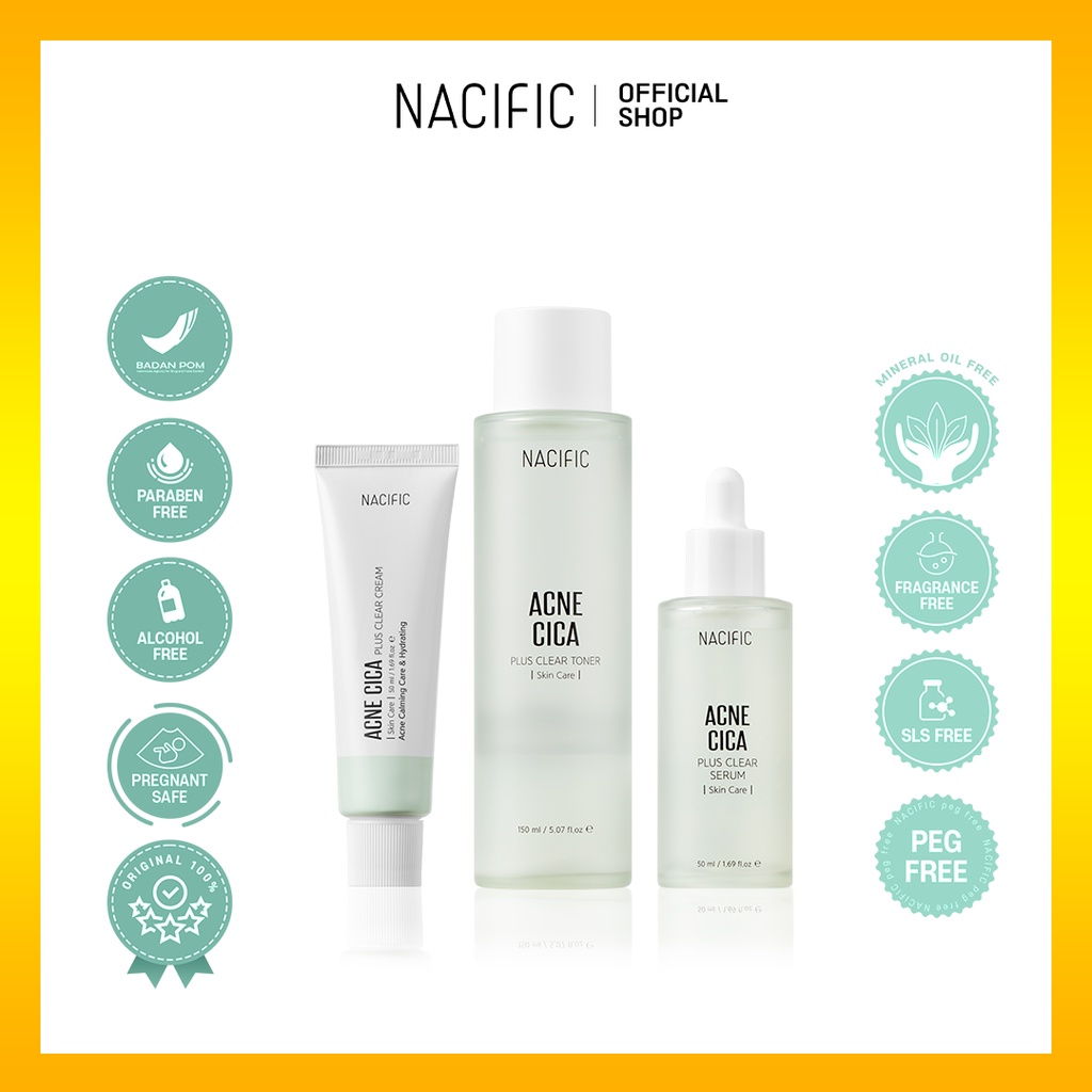 Nacific Acne Cica Plus Clear Skin Care 3 SET (Serum 50 ml + Toner 150 ml + Cream 50ml)
