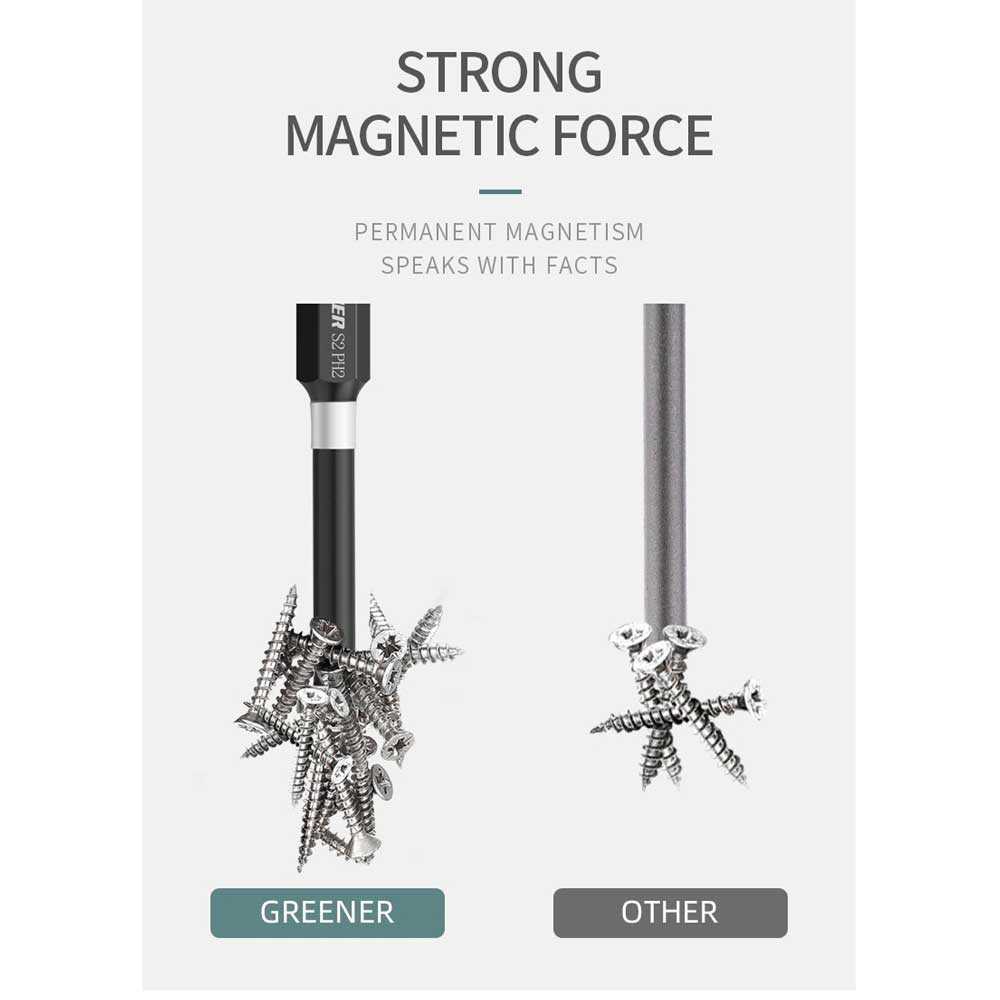 TD - CEA GREENER Kepala Mata Obeng Magnetic Screwdriver Bit 65mm 5 PCS - PH2
