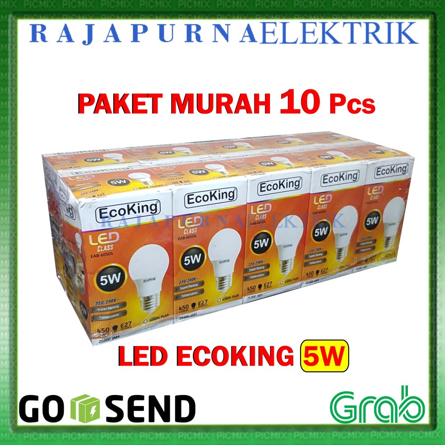 LAMPU LED 5W - 5 watt ECOKING SUPER TERANG - TAHAN LAMA (PAKET 10Pcs)