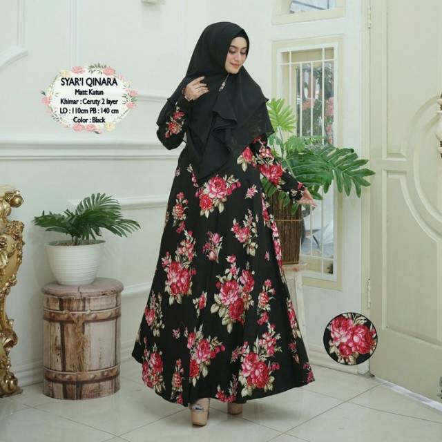 TERLARIS  Gamis Syari  Qinara Set Khimar Cantik Kekikinian