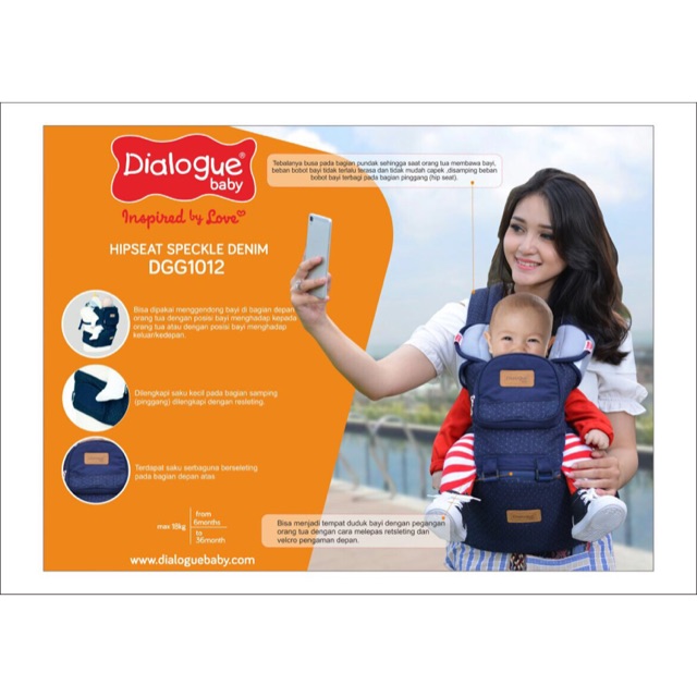 gendongan bayi/ hipseat dialogue/ ergo baby/ dialogue denim speckle