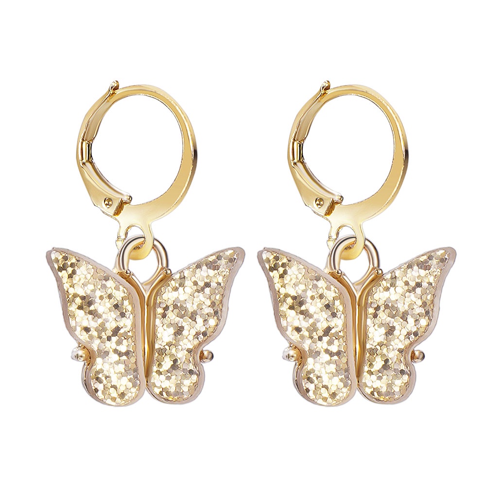 6pcs / Set Anting Tusuk Bentuk Kupu-Kupu Sequin Untuk Wanita