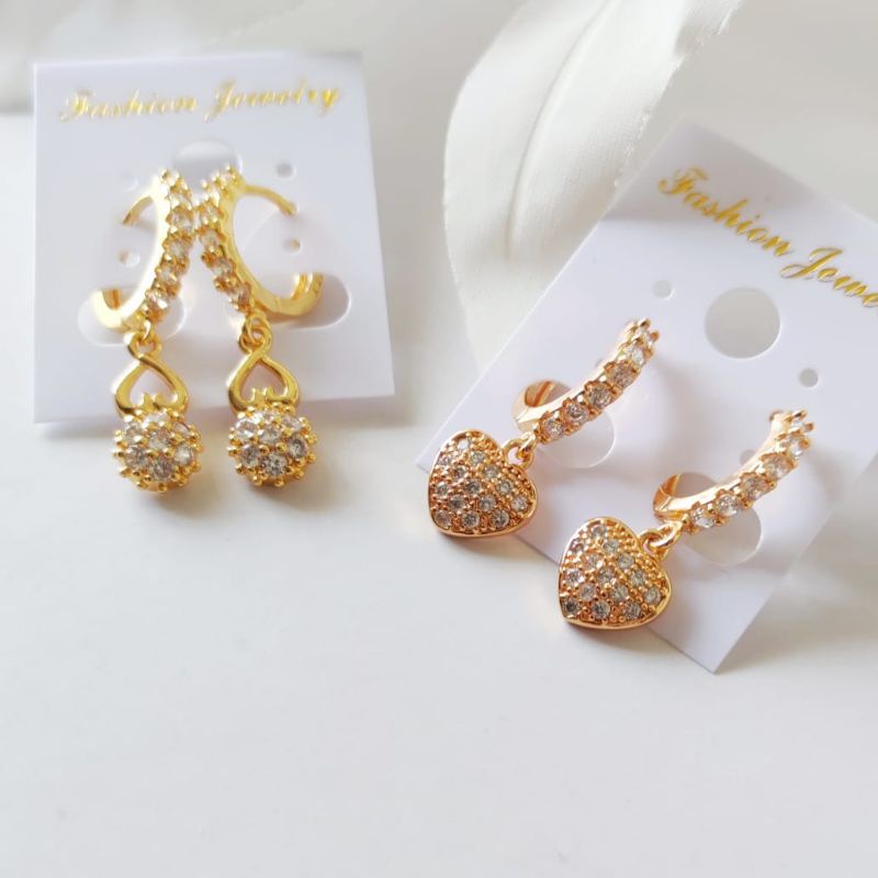 Anting Tusuk Xuping Permata Emas Anting Emas Wanita