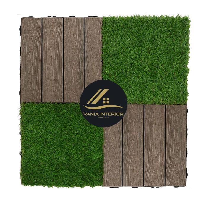 LANTAI KAYU DECK TILE WPC SELGRID GRASS TILE | TILE TEAK | TILE COFFEE