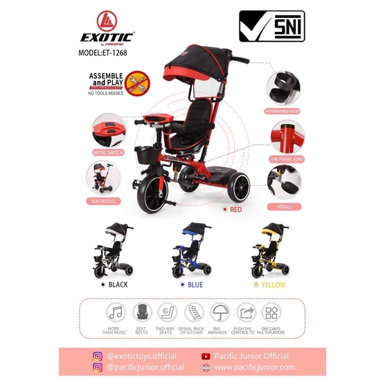 Sepeda Tiga Roda Stroller Exotic ET 1268 Sepeda Trike Exotic