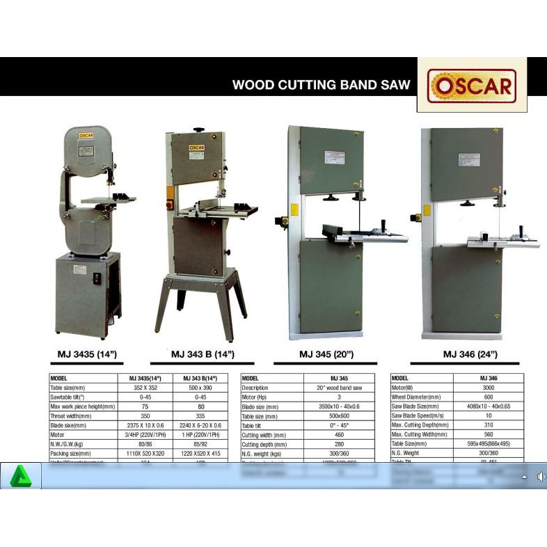 Wood Cutting Band Saw Oscar Mj 343B 14inch / Band Saw Oscar MJ343B 14&quot;