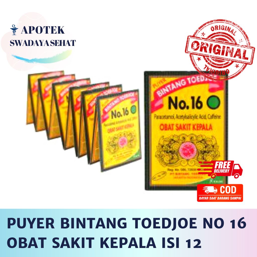 PUYER BINTANG TOEDJOE NO 16 - Obat Sakit Kepala Isi 12 Sachet