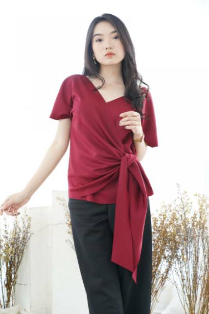 BAJU IMLEK / BLOUSE IMLEK / ATASAN MERAH MAROON / BLOUSE KERJA / BLOUSE BIGSIZE