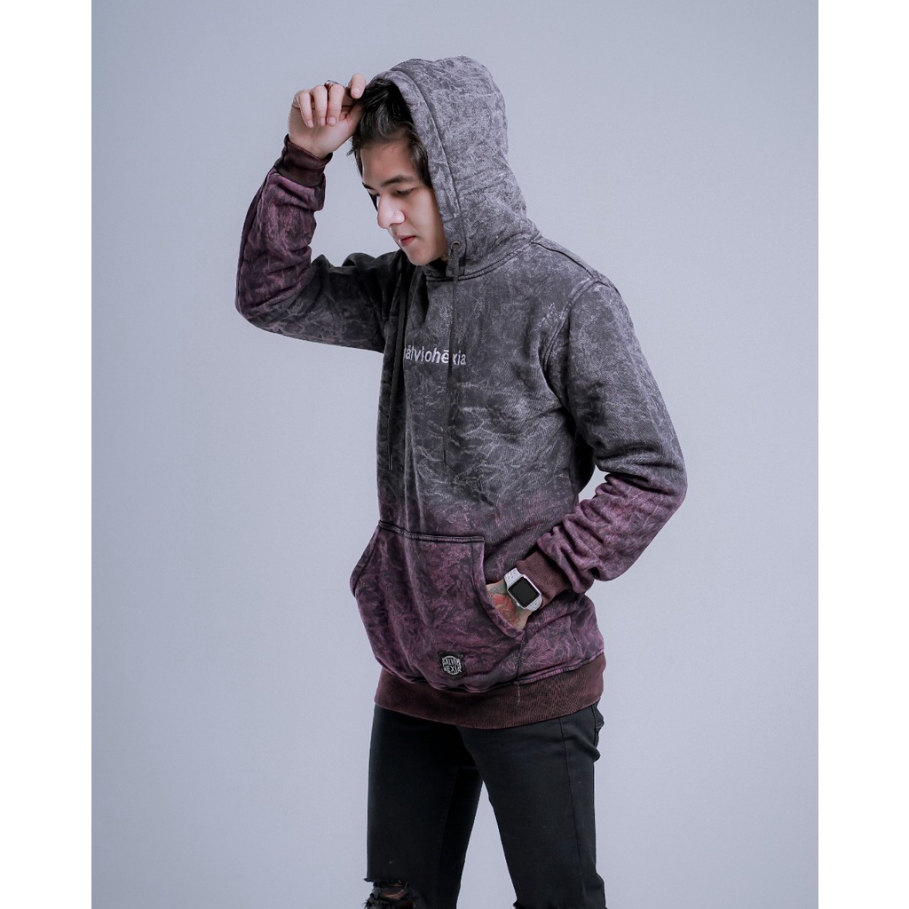 Sweater Hoodie Washing Salvio Hexia - Unisex - Jaket Wosh full bordir