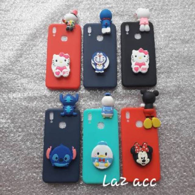 Case vivo Y91 2018 karakter intip popsocket softcase casing silikon