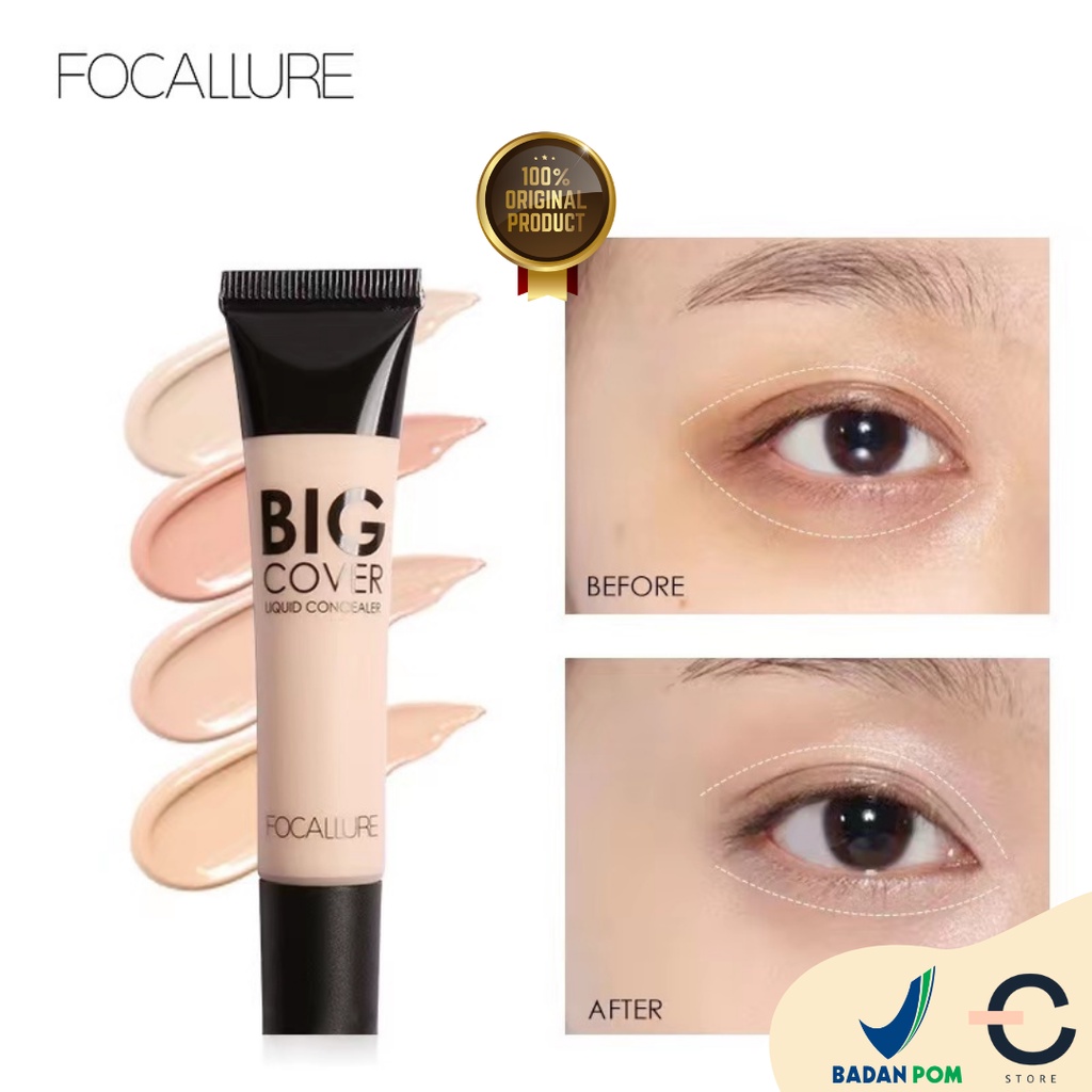 [ORI BPOM] FOCALLURE Big Cover Liquid Concealer-Face MakeUp | FOCALLURE Flawless Liquid Concealer Cover Cream 4 Colors | Focallure Liquid Concealer Focallure Concealer Focallure Conceler Focallure Consealer Focallure Conseler | FA31