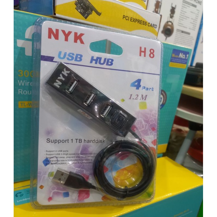 usb hub nyk 4 port v 2,0 H 08 kabel 1,2m