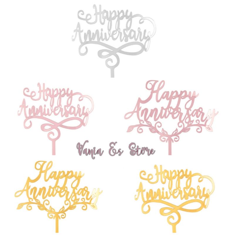Topper Cake Anniversary Wedding / Ulang Tahun Pernikahan / Dekorasi Kue / Hari Jadi Topper Cake