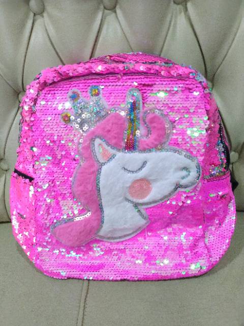 BIG SALE!!! Tas Sekolah Anak Sequin UNICORN  Import - High Quality