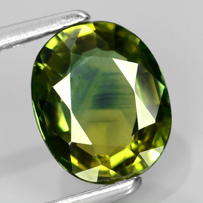 GLC Certified Cushion 1.51ct 6x8mm Tri-Color Yellow Green Natural Sapphire, Tanzania SP015