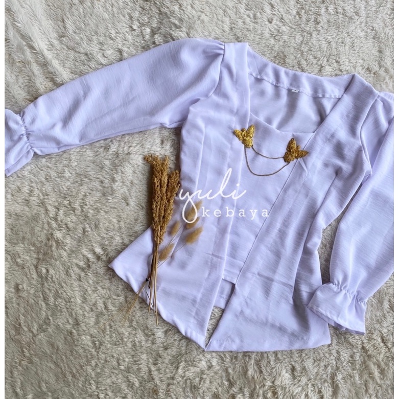 Setelan kebaya bali murah katun krinkel special putih