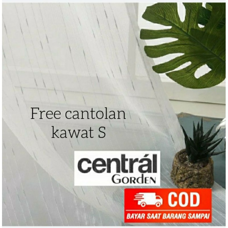 Vitrase Gorden Putih Vitras Dalaman Gorden Polos Premium Tebal Motif Bergaris