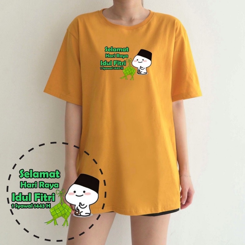 KAOS LEBARAN EID IDUL FITRI PENTOL G01 DITENGAH KETUPAT EID MUBARAK MOTIF LUCU COUPLE COTTON COMBED GROSIR MURAH