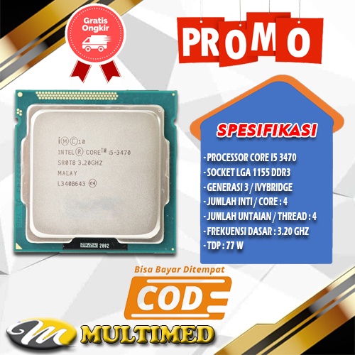 Processor Core i5 3450 / i5 3470 / i5 3550 Untuk Socket 1155 Ivybridge / Gen 3