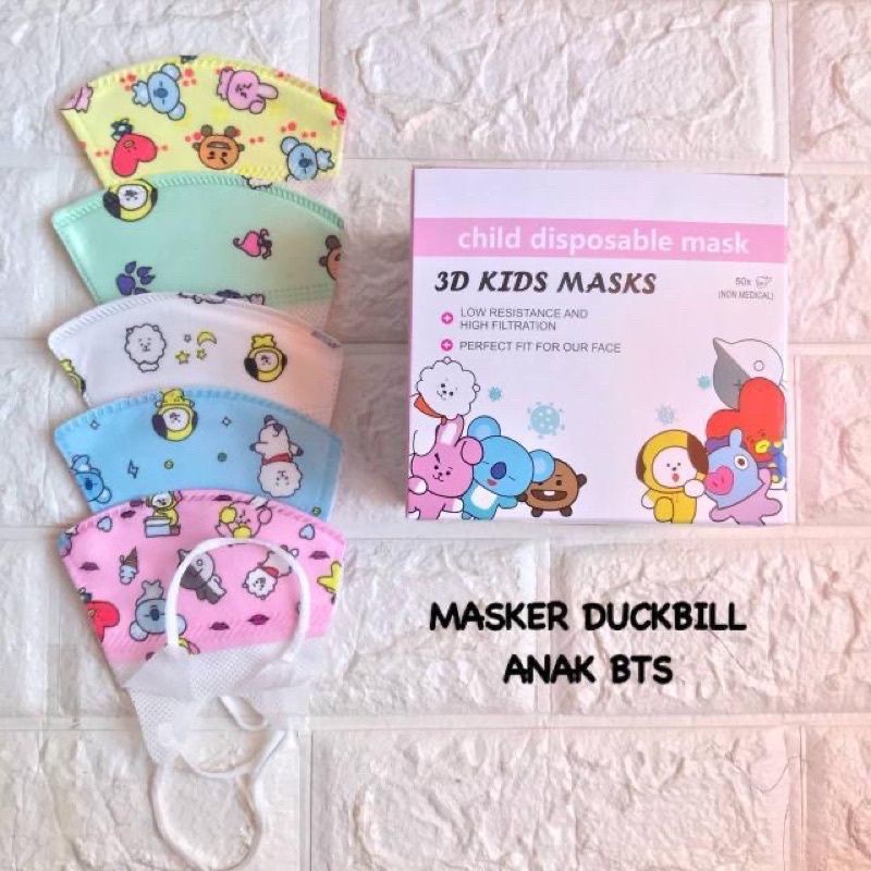 Masker duckbill balita usia 6 bl - 4 th 1 box isi 50 pcs