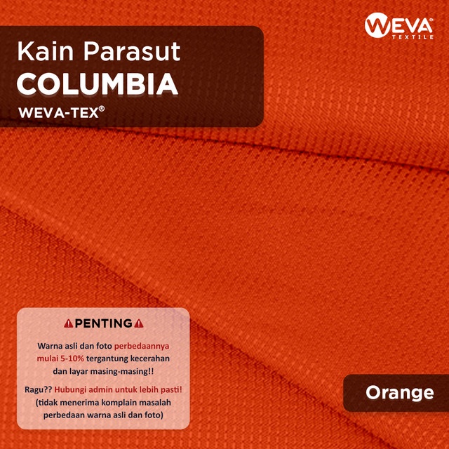 Bahan Kain Parasut Columbia Kain Jaket Waterproof Team Orange K.26 | Weva Textile