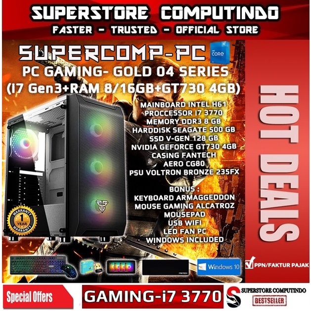 PC Rakitan Gaming Core i7-RAM 8/16GB-GOLD 04 Series-Siap Pakai