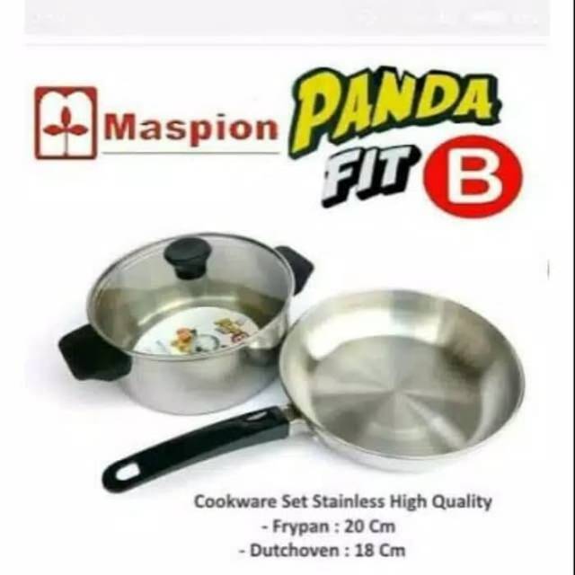 MASPION Panci Set Panda Fit B Stainless Steel Plus Tutup Kaca