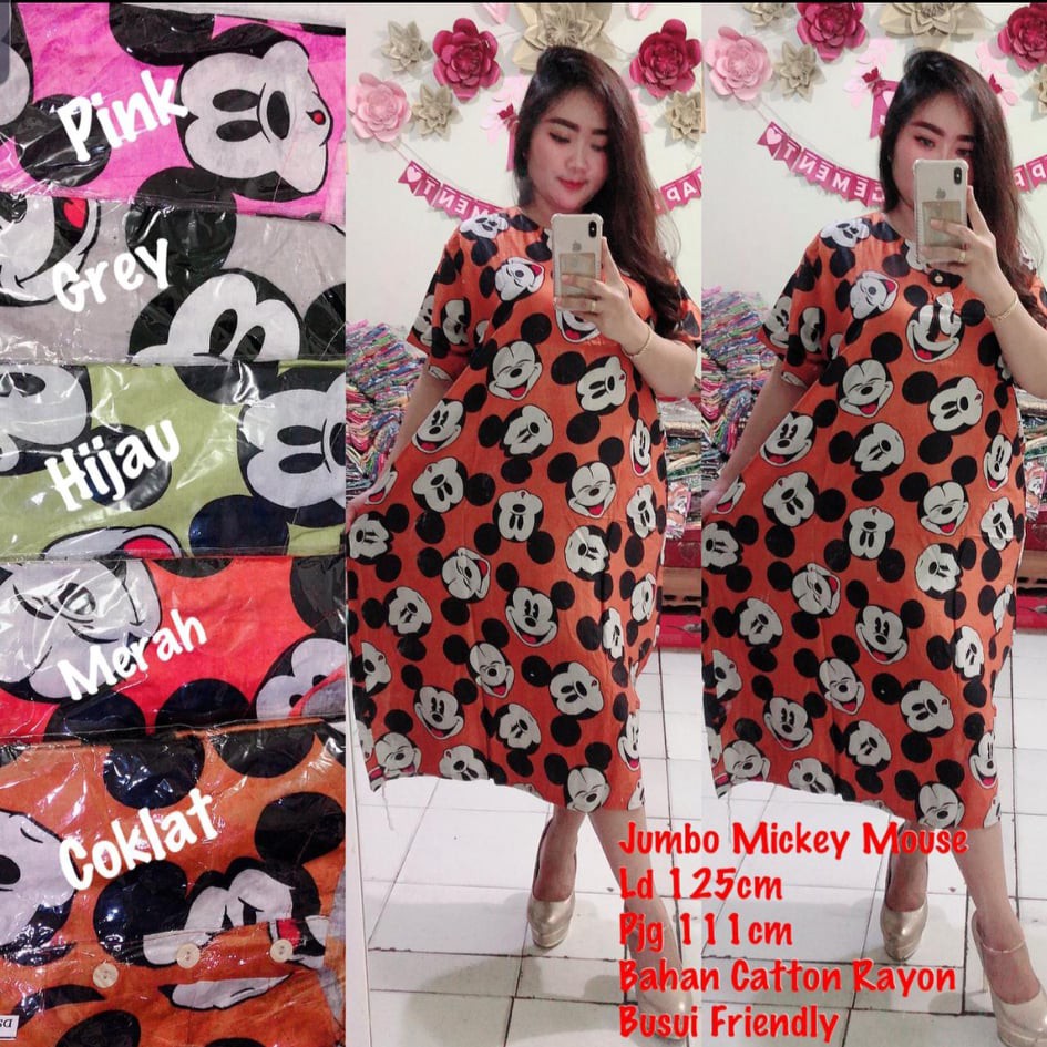 Dress Jumbo Mickey Mouse / Daster Jumbo Motif Mickey Mouse