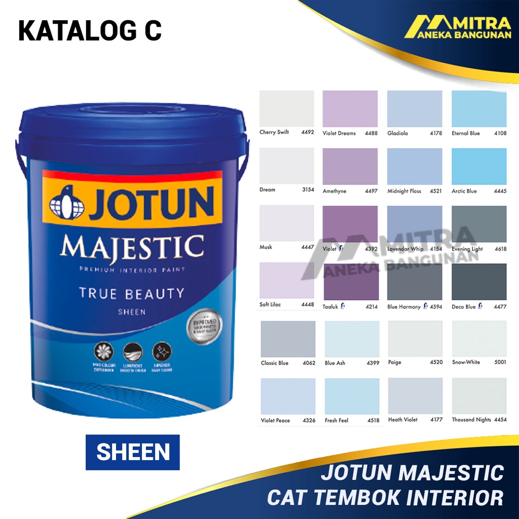 Jual Cat Tembok Interior Jotun Majestic True Beauty Sheen 25 Liter Katalog C Warna Biru 3578