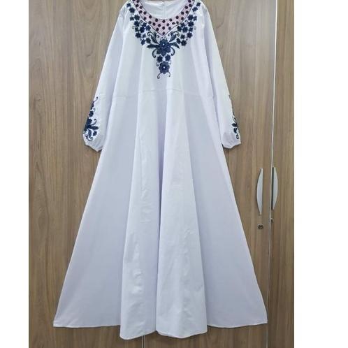 Flash Sale - Rayya Maxi, GAMIS PUTIH LEBARAN CANTIK JUMBO FIT XXXL LD 120 BAHAN KATUN JEPANG TEROOTD