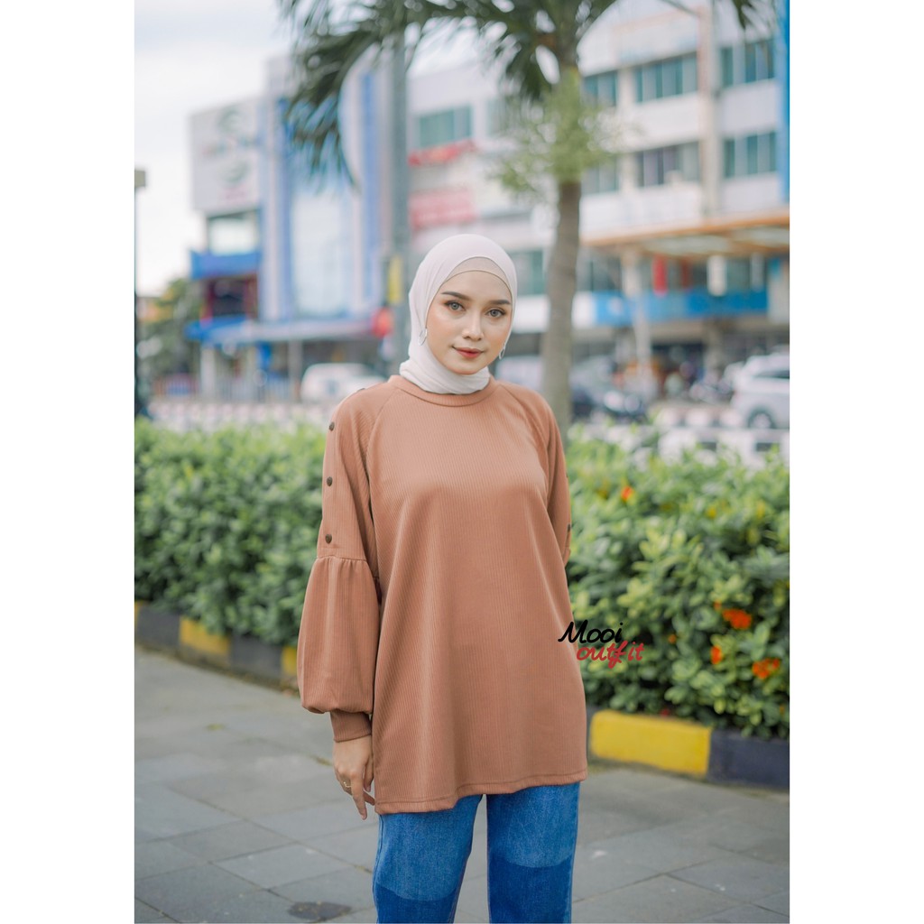 Blouse Jumbo Xxxl Ld 120 Bahan Kaos Rib Premium Super Adem - Kaos Knit Rajut Jumbo Kekinian Murah