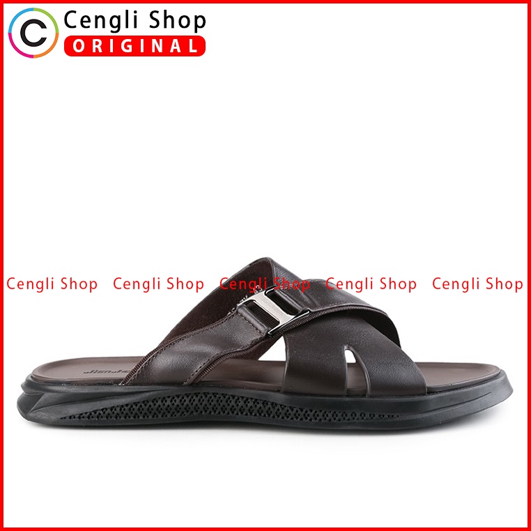 SANDAL CASUAL JIM JOKER PRIA ORIGINAL SLIDE KULIT BRANDED COKLAT JJ40